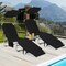 Set of 2 Portable Reclining Chair Set with Canopy and Storage Pocket